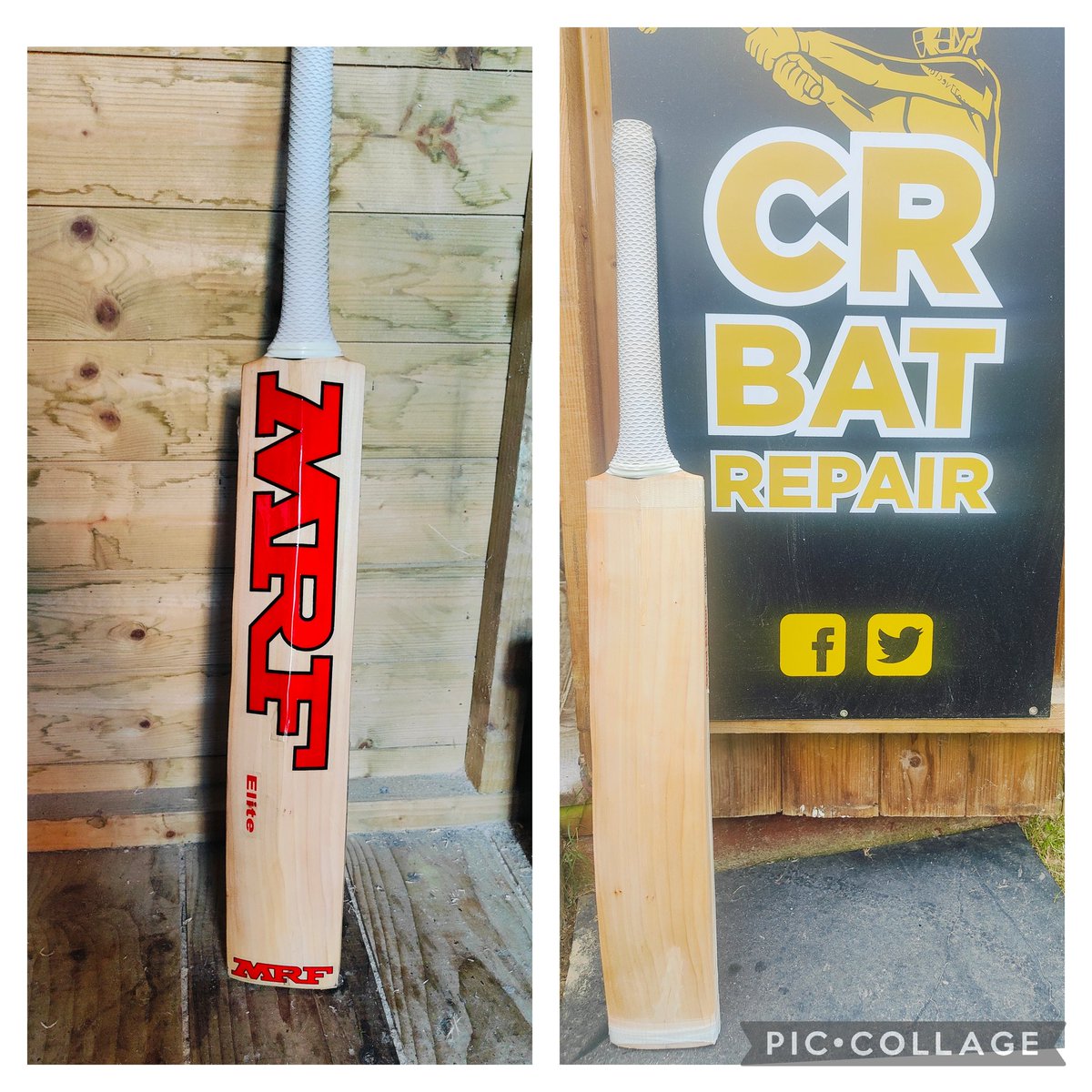 **BAT REPAIR**
This mrf bat was in with a 9 inch split up the back of the blade, very hard to fix but got it bat into shape,plus full strip and sand down..

If interested in this process or any other form of bat repair please drop me a message.👌🏻🏏