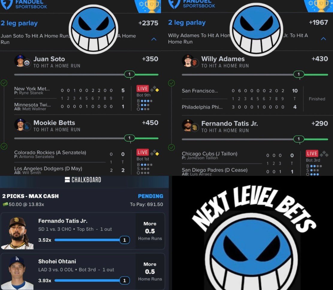 NextLevelBets_'s tweet photo. BLESSING $500 TO SOMEONE WHO LIKES+RT……. AND LIFETIME VIP❤️

LEGACY HR DAY  OMFGGGGGGG 🔥🔥

+1967 ✅ FREE
+2375�� FREE
+1383 ✅ VIP

LEGACY VIP RUN OTW 60 PERCENT OFF ALL PLAYS🚀⬇️

https://t.co/y6plsZsaKr https://t.co/kJ0p3V2Elt