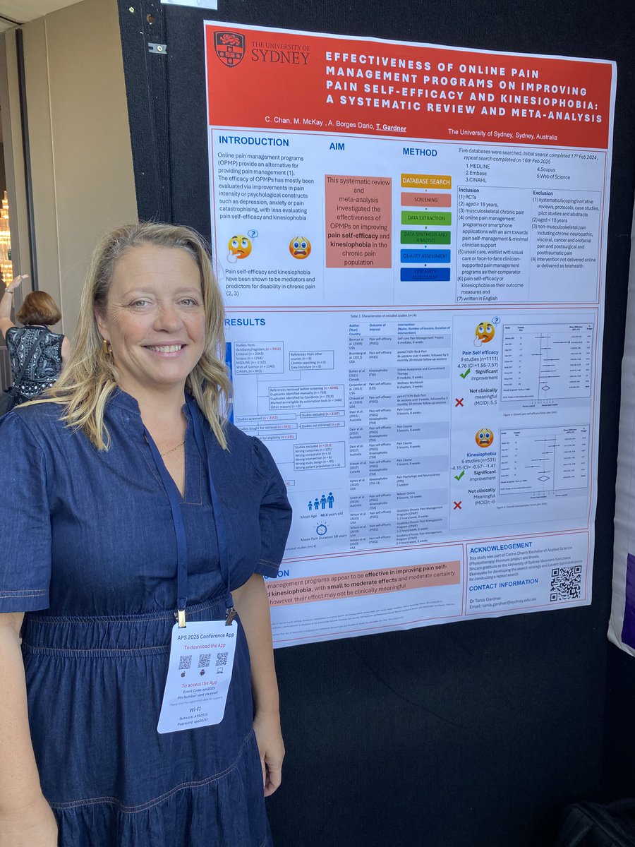 Presenting our systematic review on the effectiveness of online pain programs in improving self efficacy and kinesiophobia. Another great honours project! #FMH #USyd #AusPainSoc