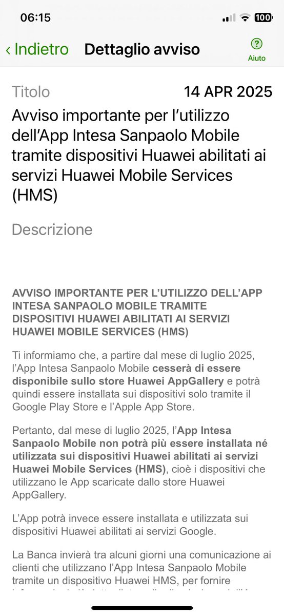 Ci stiamo preparando allo scontro con la Cina, infatti la banca IntesaSanPaolo dopo aver chiuso il conto a Visione TV, non permette di utilizzare l’applicazione a chi ha Huway! Io ho un Apple , certamente Made in China!