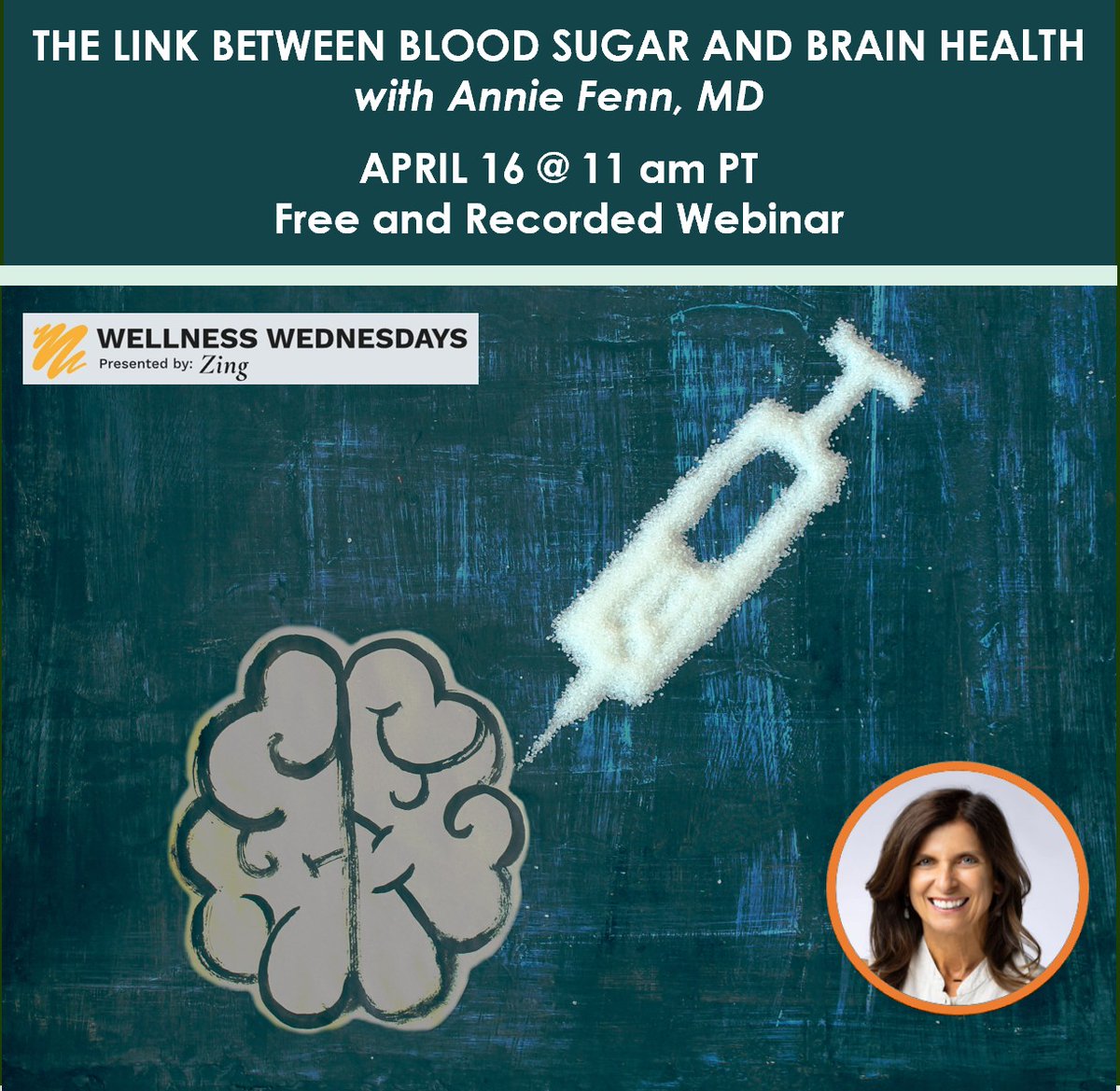 Christopher Gardner (@gardnerphd) on Twitter photo My amaZING colleague, Sally Duplantier, hosts an exceptional #WellnessWednesday this week with brain health expert Dr. Annie Fenn. Together, they will explore why blood glucose control is essential to reduce the risk of dementia. Free & Recorded. Register: bit.ly/WW-Apr16-Regis… My amaZING colleague, Sally Duplantier, hosts an exceptional #WellnessWednesday this week with brain health expert Dr. Annie Fenn. Together, they will explore why blood glucose control is essential to reduce the risk of dementia. Free & Recorded. Register: bit.ly/WW-Apr16-Regis…