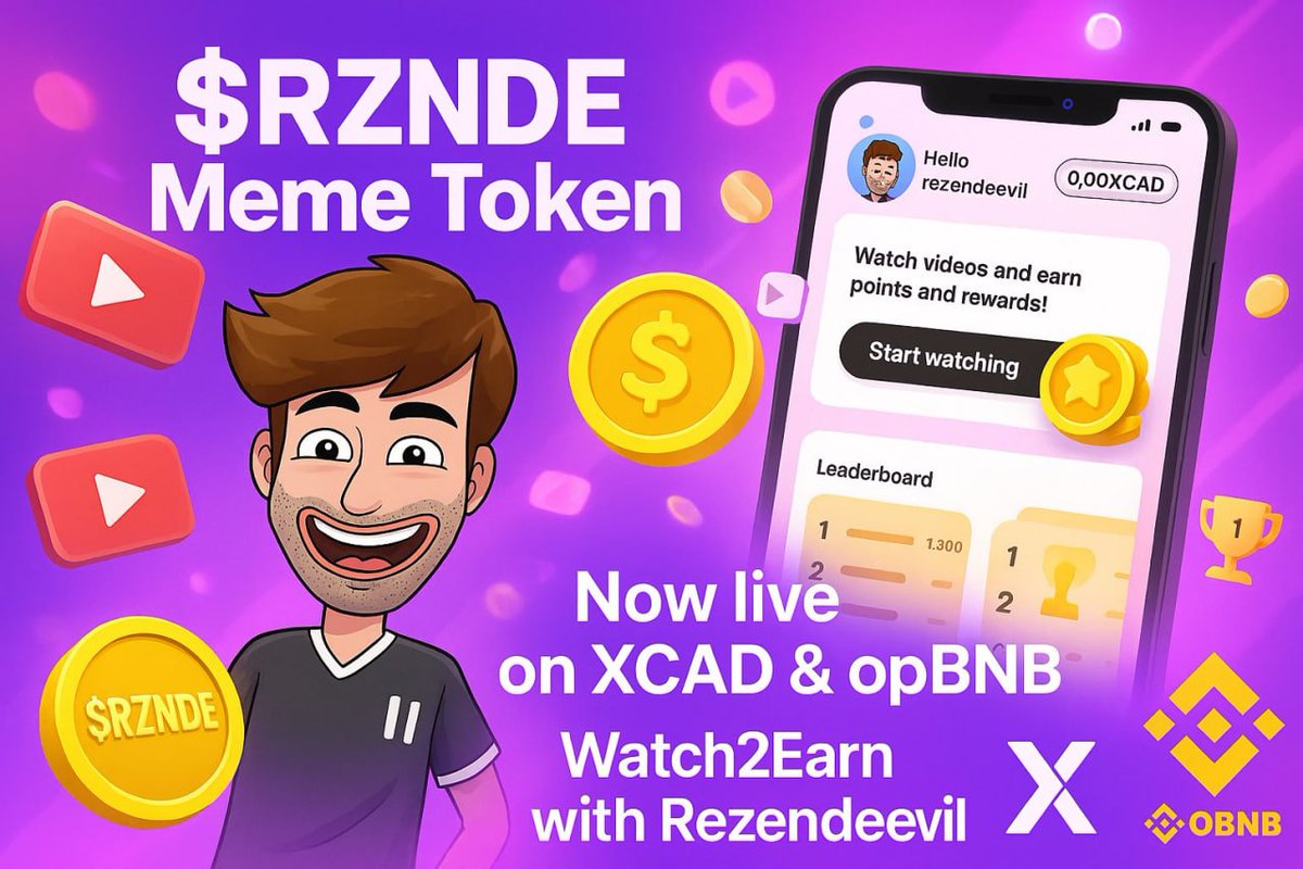 RZNDEToken's tweet image. 🚀 MASSIVE MILESTONE FOR CREATOR TOKENS! 🚀

$RZNDE is now LIVE on #opBNB and fully integrated in the XCAD App! This isn&apos;t just another token - it&apos;s the official meme token of Rezendeevil (34M+ YouTube subscribers) bringing real utility to the #BNBChain ecosystem.

@cz_binance…