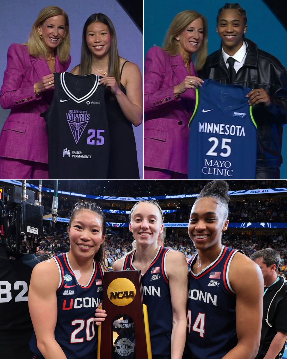 Paige Bueckers said teams would be “genius” if they drafted her teammates Kaitlyn Chen and Aubrey Griffin 🙏

Both Chen and Griffin were at the WNBA draft supporting Paige and got selected in the 3rd round ❤️