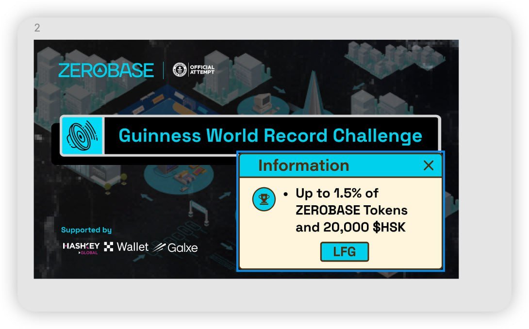 ZEROBASE (@zerobasezk) on Twitter photo ZK is trustless. But history is built together.
ZEROBASE x <a href="/GWR/">Guinness World Records</a> Challenge is NOW LIVE — and you're invited to be part of a global record.
It’s the first time a decentralized ZKP setup has aimed for a world record: Most contributions to a trusted setup for a Zero-Knowledge Proof ZK is trustless. But history is built together.
ZEROBASE x <a href="/GWR/">Guinness World Records</a> Challenge is NOW LIVE — and you're invited to be part of a global record.
It’s the first time a decentralized ZKP setup has aimed for a world record: Most contributions to a trusted setup for a Zero-Knowledge Proof