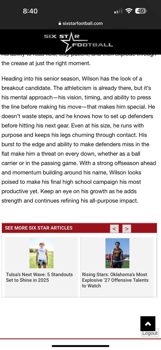 Thank you <a href="/6starfootballOK/">Six Star Football | OKLAHOMA</a> for the write up.