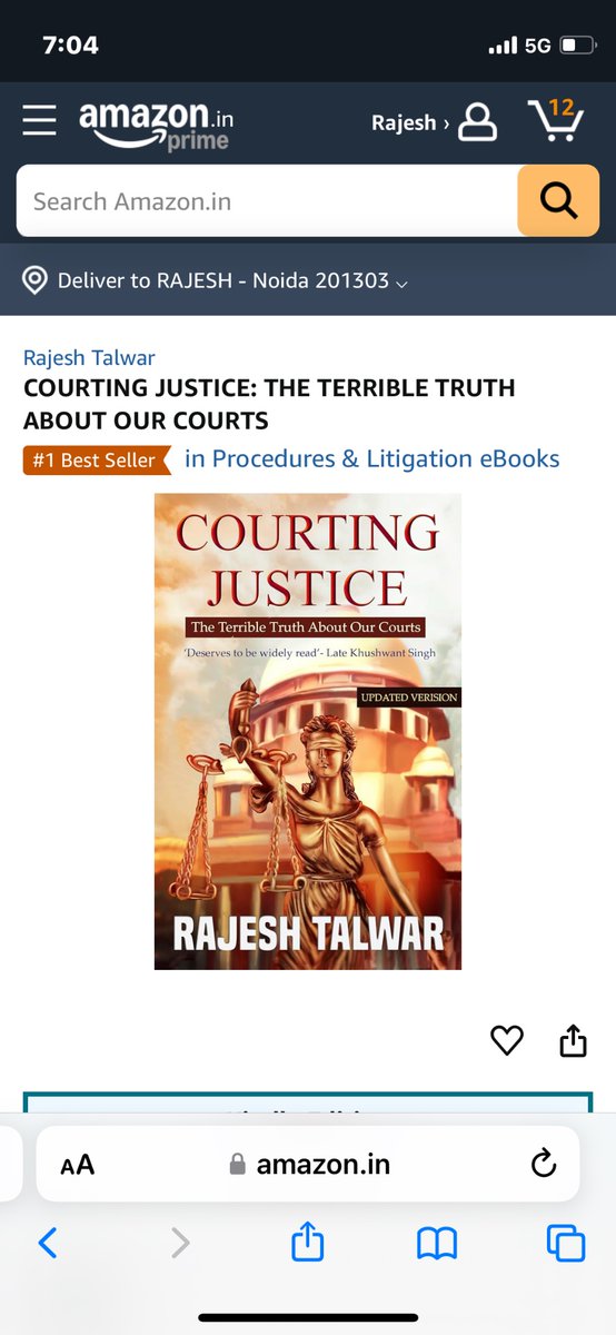 TheRajeshTalwar's tweet photo. Delighted to see ‘Courting Justice: The Terrible Truth About Our Courts’ at the top of the charts. Review by late Khushwant Singh included https://t.co/l48Ysc98Fg