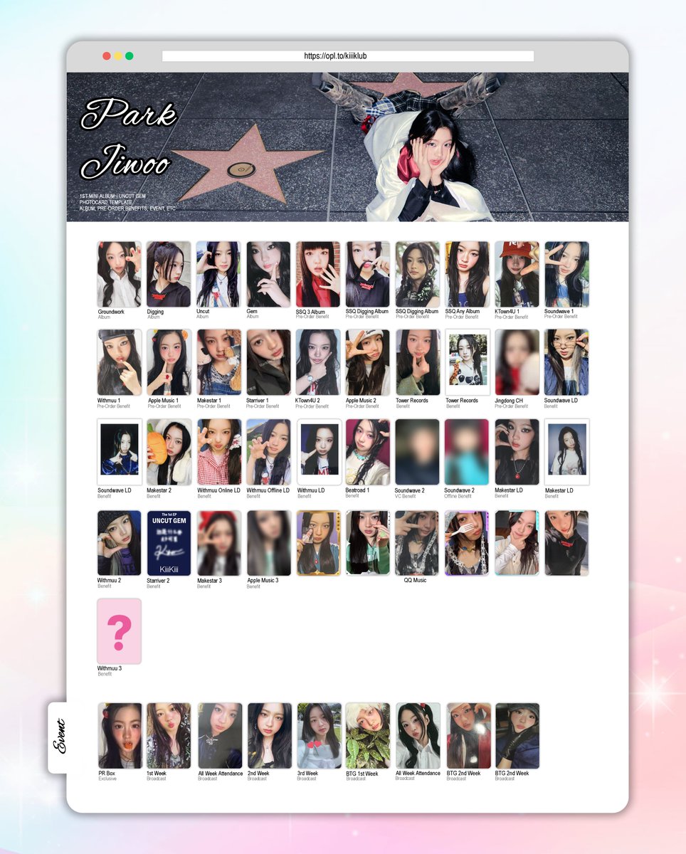 🐞] KiiiKiii Uncut Gem Debut Individual Member Photocard Template