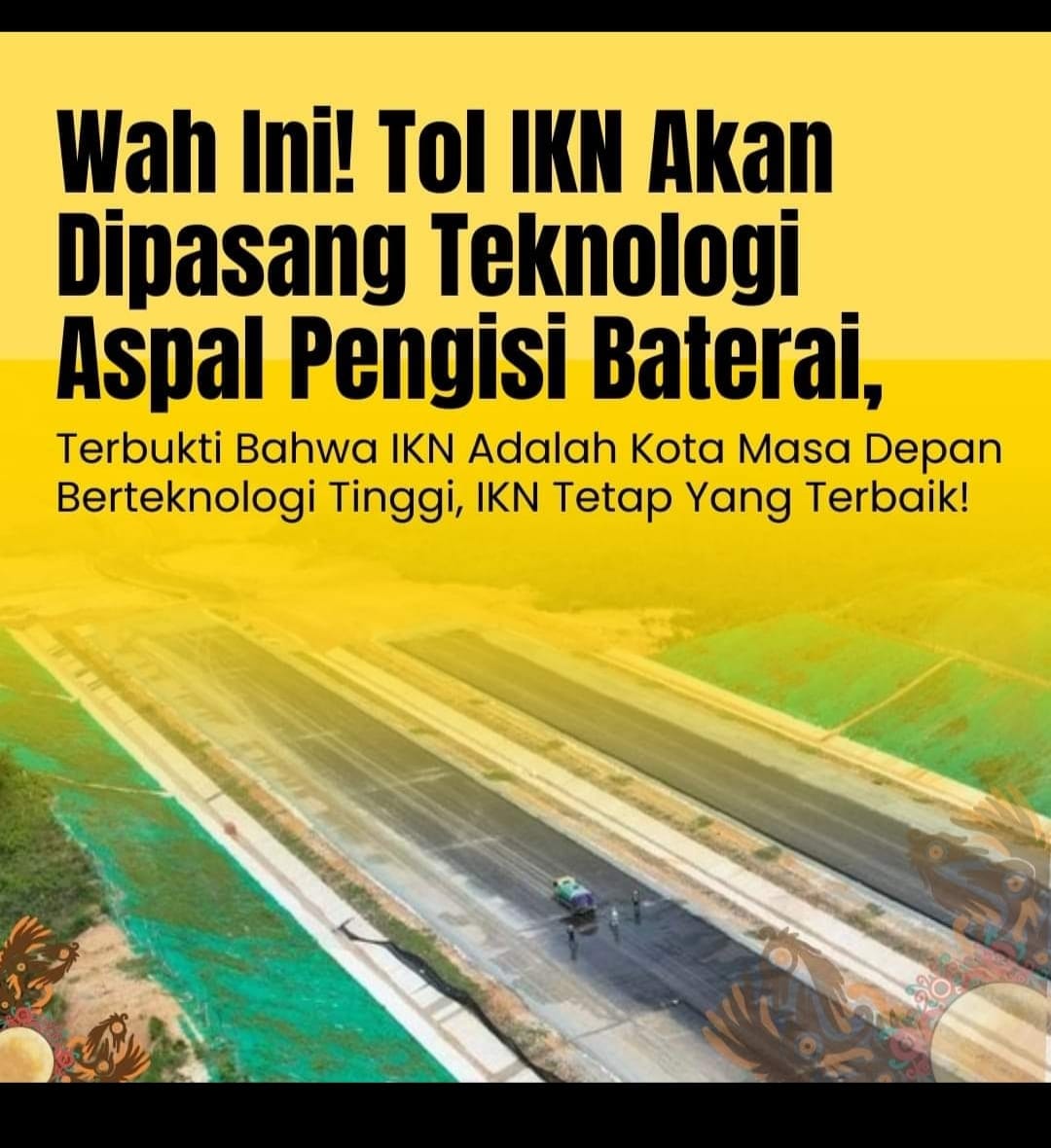 pradika317's tweet photo. Tol IKN akan dipasang teknologi aspal pengisi baterai

#IKNNusantara https://t.co/zAnUg1iu6y