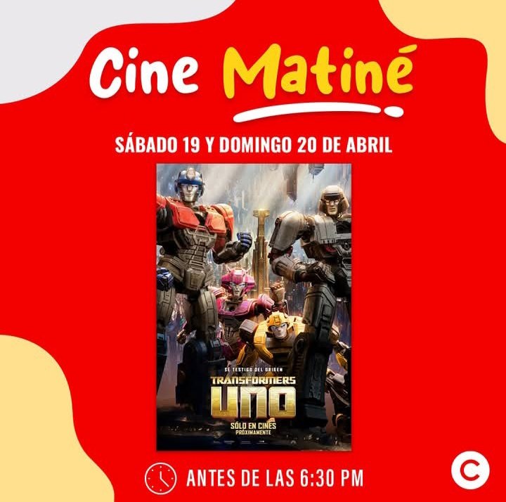 Humber521's tweet photo. Porque no hay primera sin segunda, Cinemark Perú de nuevo reestrenará Transformers Uno por este fin de semana, espero que aquellos que no hayan podido asistir la primera vez puedan hacerlo en esta ocasión.
@TF_Noticias_ES @FlatuPrime https://t.co/iN9yyL3QH2