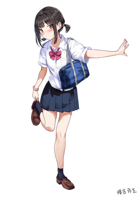 制服おさげちゃんを描いてみたよ❤ 