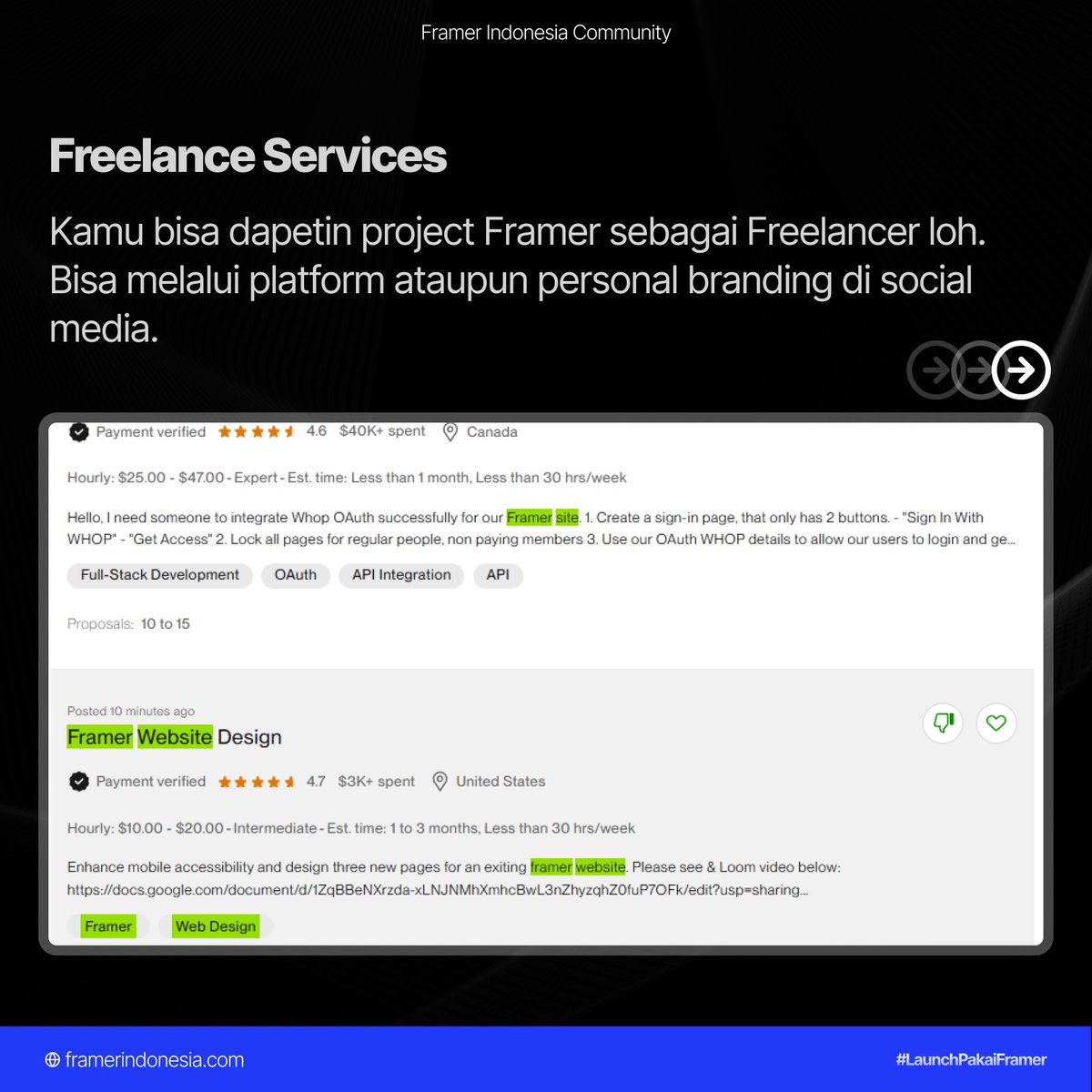 framerindonesia's tweet photo. Potensi untuk membangun income dari Framer bisa darimana aja, kamu bisa cobain ngasilin duit dari cara-cara berikut. 

#Framer #FramerIna #LaunchPakaiFramer https://t.co/Ga2DdzcLOZ