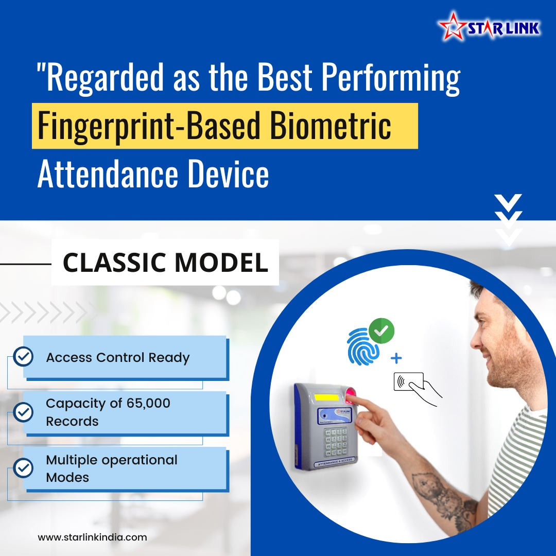 starlinkindia's tweet image. The Classic Model by Star Link = Reliable &amp;amp; Smart Attendance!
✔️ 65,000 Record Capacity
✔️ Access Control Ready
✔️ Multiple Modes

Book a free demo today!

👉 [starlinkindia.com]
#BiometricDevice #FingerprintTech #StarLinkIndia