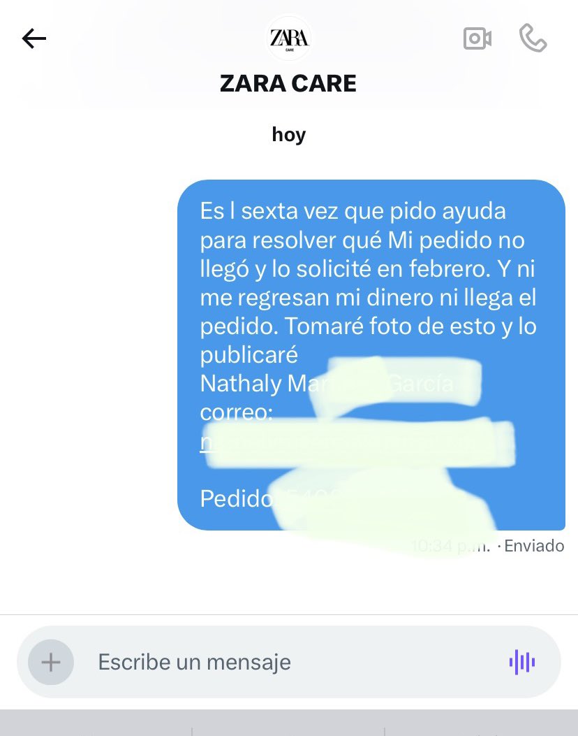 Nath_Garcii's tweet photo. @ZARA @ZARA_Care Ya lo mandé, a ver si ahora si me resuelven porque en chat me dijeron que me ayudarían y siguen sin darme mi dinero ni la ropa @CondusefMX @soynumx @Profeco . Urge ayuda ‼️no puede ser que se queden con mi dinero y nadie haga nada. https://t.co/gXTwNDsjSp