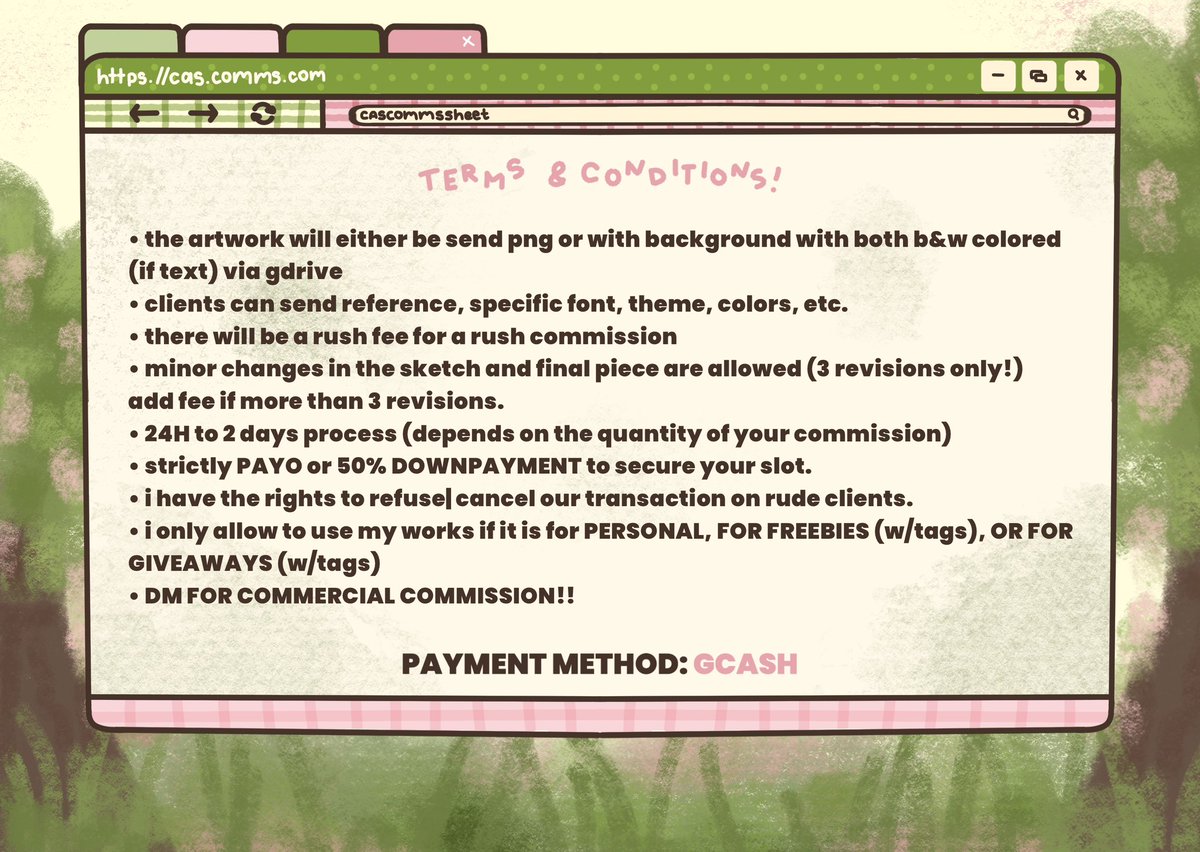 ⋆｡˚꒰ঌ #cascomms ໒꒱˚｡⋆

˖ ࣪⊹ ౨ cas watermark / art commission ৎ˖ ࣪⊹ 

ৎ˖ ࣪⊹  open to all
ৎ˖ ࣪⊹  for available slots check my un
ৎ˖ ࣪⊹  read t&amp;cs before dm-ing me 
ৎ˖ ࣪⊹  dm to avail!

t. art comms commissions chibi illustration doodles ph sonny angels icon pfp hirono