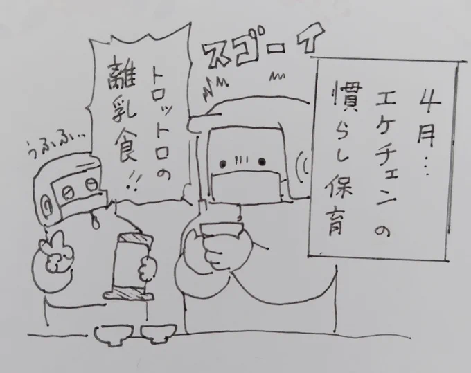 保育園の調理室から
昨年入社した時は0歳くらいの子達もう後期か完了期ばかりだったので、プロが作る本気の超初期の離乳食を初めて間近で見ました。

今どきは働いてるお母さん多いから超バブゥなエケチェンが登園してきています、可愛いです
 #ほいくちょ 