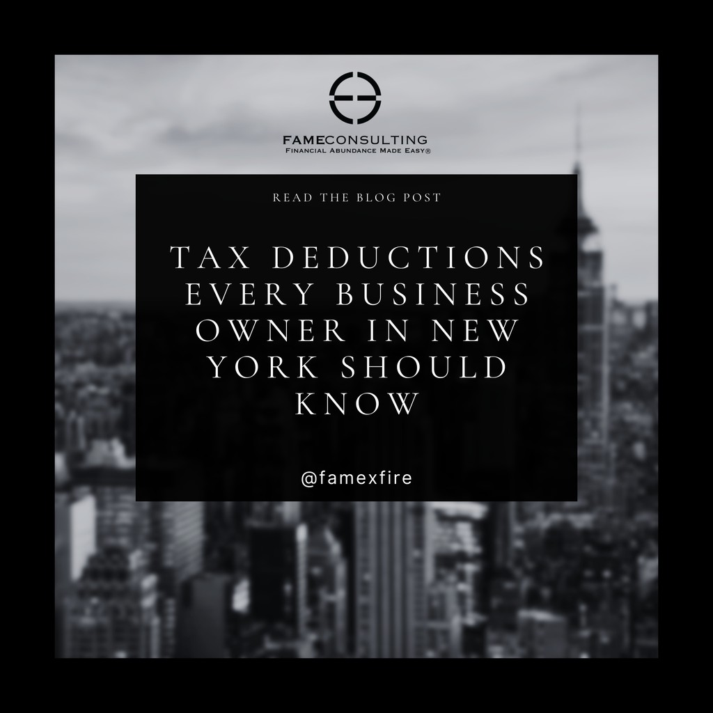 FAMExFIRE's tweet photo. The range of business tax deductions in New York is broad and includes a multitude of common expenses that entrepreneurs incur in their day-to-day operations.

Read more 👉 https://t.co/k89uqbF0mY

#TaxSeason #fameconsultingllc #Blog https://t.co/2hxbRB17IM