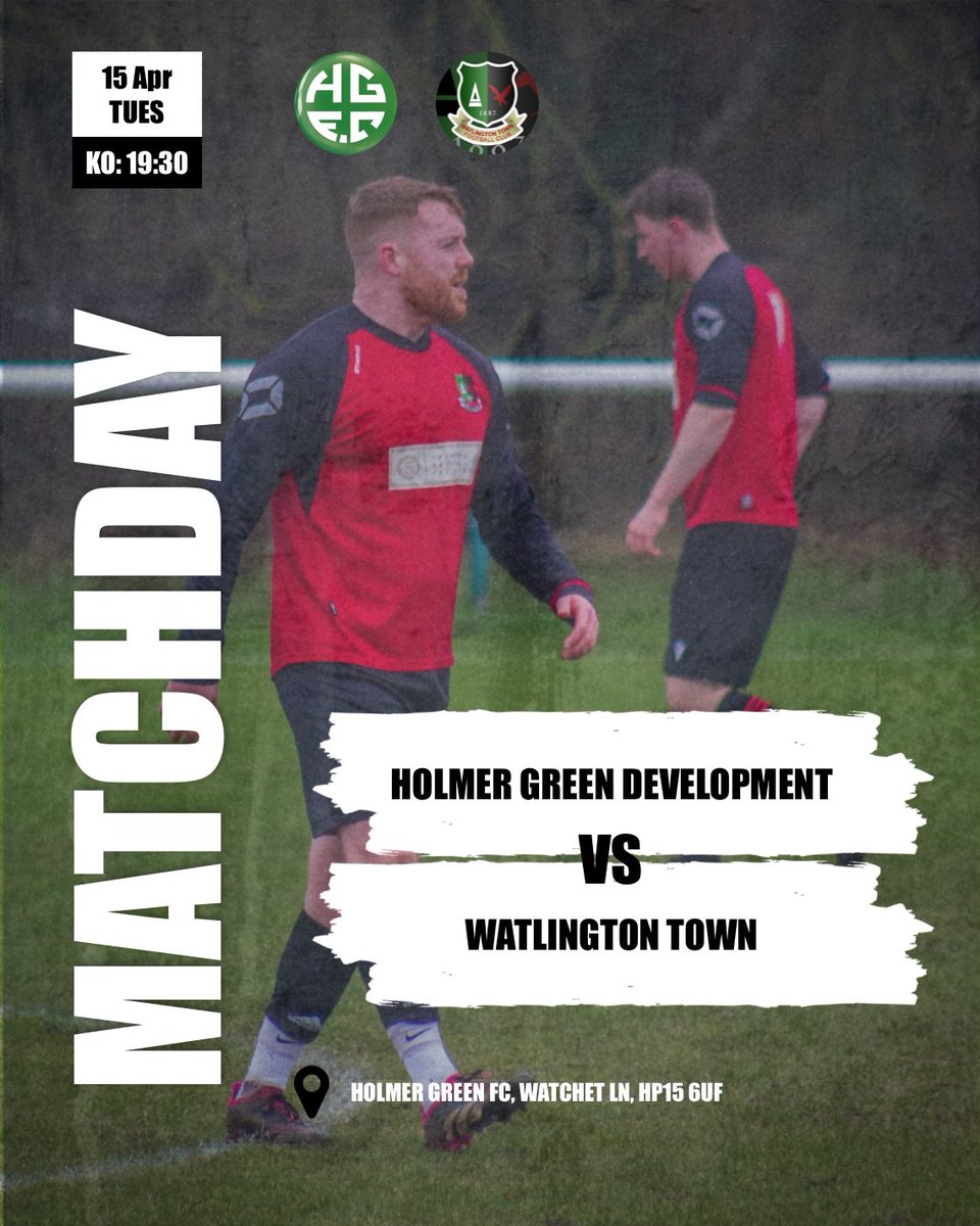 Watlington Town FC (@watlingtontown) on Twitter photo 🔴MATCHDAY⚫️
As we enter a busy spell of fixtures this week - tonight we travel over to <a href="/HolmerGreenFC_/">Holmer Green FC</a> development.
Two midweek fixtures this week so the Town are looking to carry on from Fridays quarter final cup win.
KO 19:30⚽️
#UTT 🔴MATCHDAY⚫️
As we enter a busy spell of fixtures this week - tonight we travel over to <a href="/HolmerGreenFC_/">Holmer Green FC</a> development.
Two midweek fixtures this week so the Town are looking to carry on from Fridays quarter final cup win.
KO 19:30⚽️
#UTT