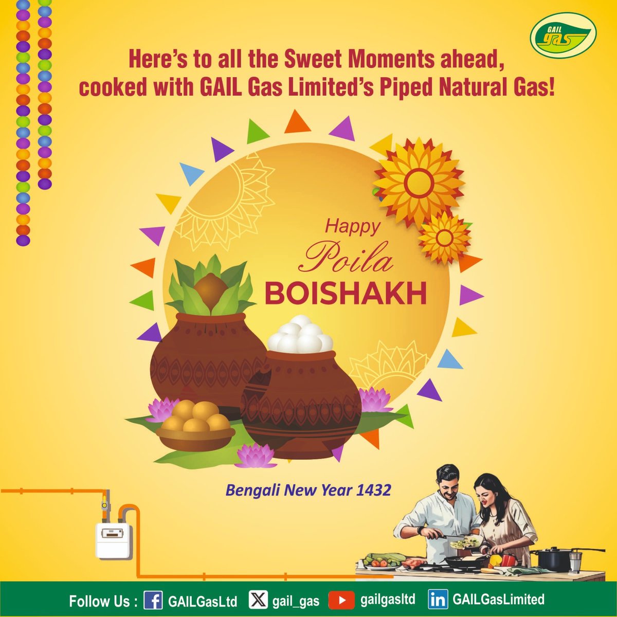 GAIL Gas Limited (@gail_gas) on Twitter photo Here’s to fresh starts, full plates and hearts full of gratitude! GAIL Gas Limited wishes all its stakeholders Shubho Noboborsho (Bengali New Year)!
#fuellinggreenerfuture #SustainableEnergy #CNG #PNG #GAILGas
<a href="/PNGRB_/">Petroleum and Natural Gas Regulatory Board (PNGRB)</a> <a href="/gailindia/">GAIL (India) Limited</a> <a href="/1714gautam/">Gautam Chakraborty</a> Here’s to fresh starts, full plates and hearts full of gratitude! GAIL Gas Limited wishes all its stakeholders Shubho Noboborsho (Bengali New Year)!
#fuellinggreenerfuture #SustainableEnergy #CNG #PNG #GAILGas
<a href="/PNGRB_/">Petroleum and Natural Gas Regulatory Board (PNGRB)</a> <a href="/gailindia/">GAIL (India) Limited</a> <a href="/1714gautam/">Gautam Chakraborty</a>