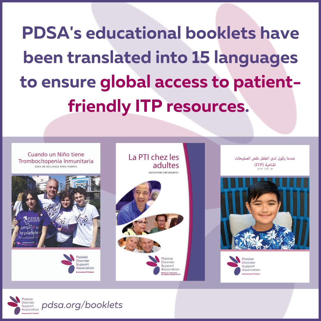 PDSA_ITP's tweet image. During Health Equity Month, we're committed to making health education accessible to all. Explore our free, translated booklets on ITP covering treatments, commonly asked questions, health insurance, and assistance programs. Visit pdsa.org/booklets to download today.