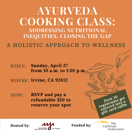 AAJAla's tweet photo. Sign up NOW for this FREE Ayurveda cooking class!

Nandita Godbole, cookbook author and AAJA member, will walk you through Ayurvedic cooking and how a holistic approach to wellness could help address nutritional inequalities.

RSVP at https://t.co/Fa40sSDRm5 https://t.co/n24gwfqL6J