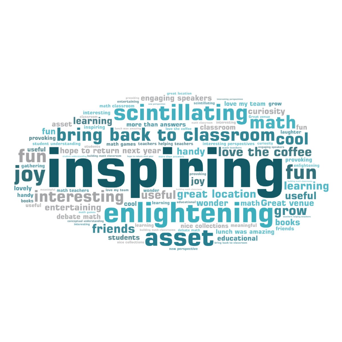 SMTSca's tweet image. 🌟We asked 200+ math educators to sum up the SUM Conference.
Inspired by each other, we're heading back to our classrooms with fresh ideas, renewed energy, and a shared commitment to better math learning for all students. 🙌
