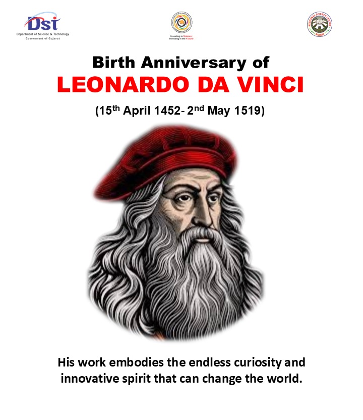 RSCRajkot's tweet photo. "Birth anniversary of the ultimate Renaissance man, #LeonardodaVinci! Born on April 15, 1452, his art, inventions, and legacy continue to inspire and amaze us." https://t.co/n6fDmGcYEz