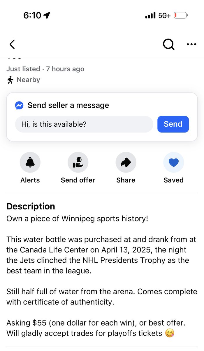 m_swerdy's tweet photo. @odognine2 
@HayesTSN @OverDrive1050 

Saw this today
Facebook marketplace is the closest thing to the Wild West. This is almost Strudwick level embarrassing https://t.co/wFUt0KOINH