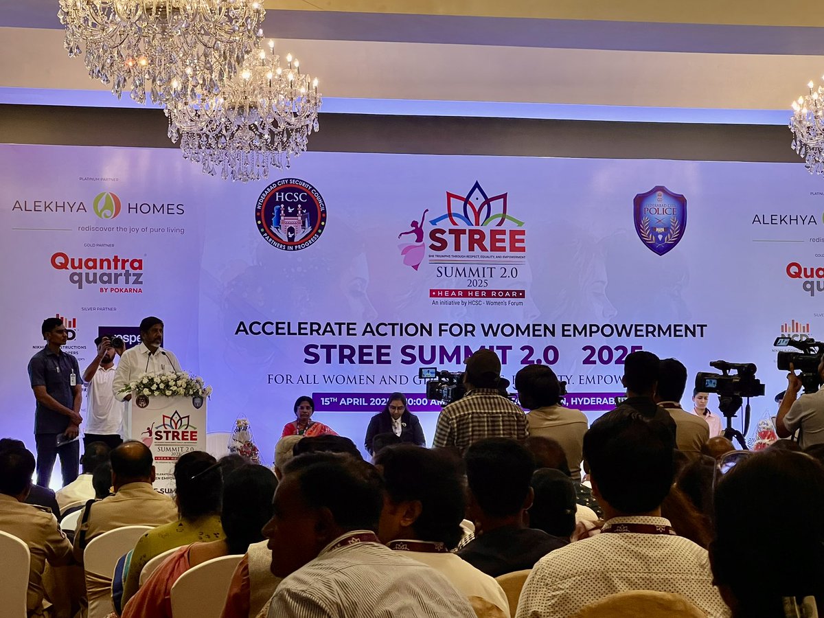 vikasgoraindia's tweet photo. Hyderabad leading from front in accelerating action for women empowerment through STREE Summit 2025. Current actions, Govt schemes, PPP initiatives &amp; breakthroughs were highlighted👏Chief Guest @Bhatti_Mallu, @HCSC_Hyd @tg_womensafety @TelanganaCMO @TelanganaPolice @CVAnandIPS https://t.co/CrPo3fNiph