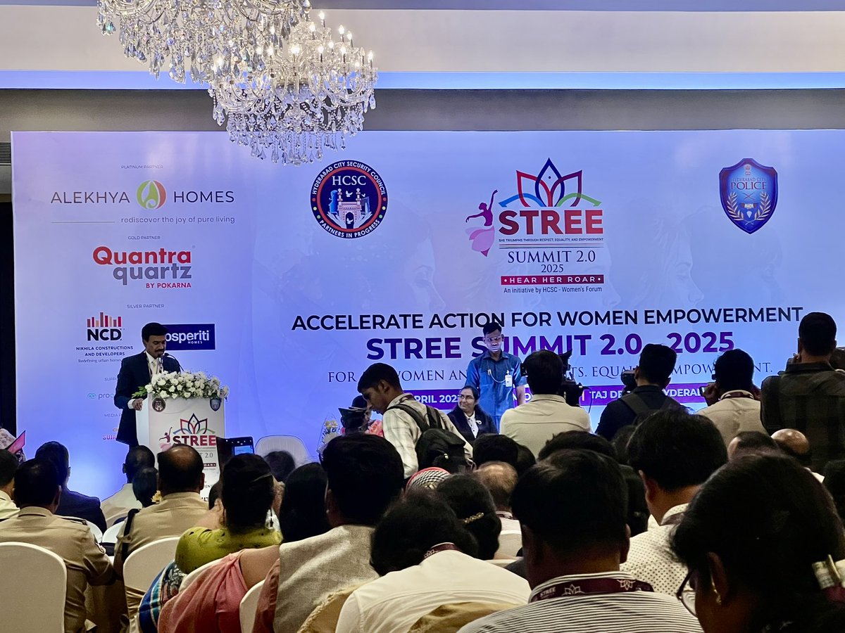 Hyderabad leading from front in accelerating action for women empowerment through STREE Summit 2025. Current actions, Govt schemes, PPP initiatives &amp; breakthroughs were highlighted👏Chief Guest <a href="/Bhatti_Mallu/">Bhatti Vikramarka Mallu</a>, <a href="/HCSC_Hyd/">Hyderabad City Security Council</a> <a href="/tg_womensafety/">Women Safety Wing, Telangana Police</a> <a href="/TelanganaCMO/">Telangana CMO</a> <a href="/TelanganaPolice/">Telangana Police</a> <a href="/CVAnandIPS/">CV Anand IPS</a>