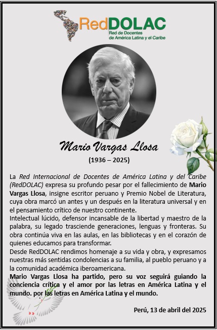 hcherov's tweet photo. Sentido homenaje de RedDOLAC a Mario Vargas Llosa https://t.co/0wC9zNQAdT #MarioVargasLlosa #RedDOLAC #docentes https://t.co/j4kK1vwKwU