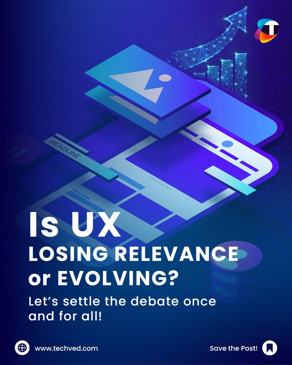techved's tweet image. UX isn’t fading—it’s transforming.
UX has become a powerful business asset, it is more than just good design—it’s a business advantage.
Curious how your UX can evolve with the times?
&lt;DM us&gt; to future-proof your experience.
#userexperience #userinterface #userexperiencedesign