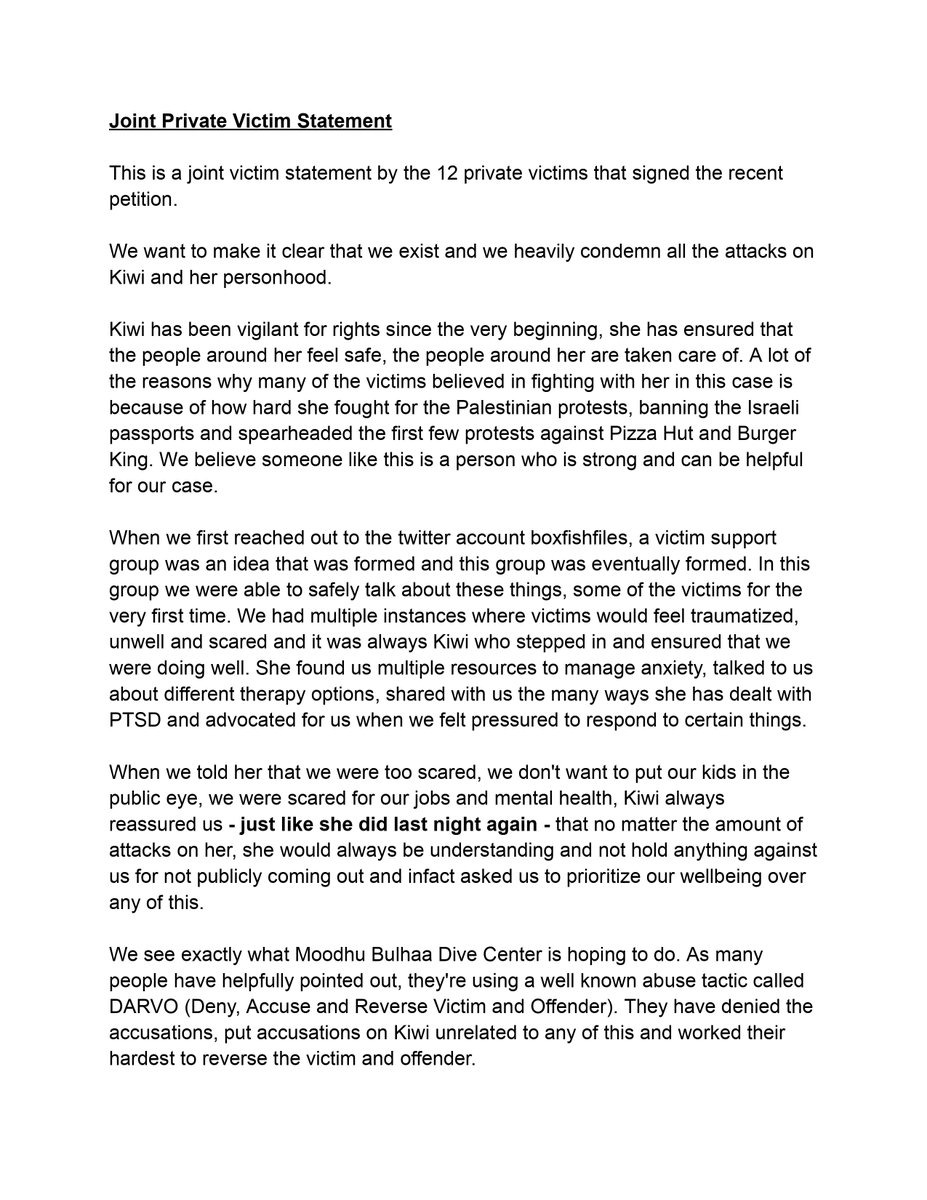 boxfishfiles's tweet image. Joint Private Victim Statement, not including Hoodpinked/ Kiwi or @aisha871482732