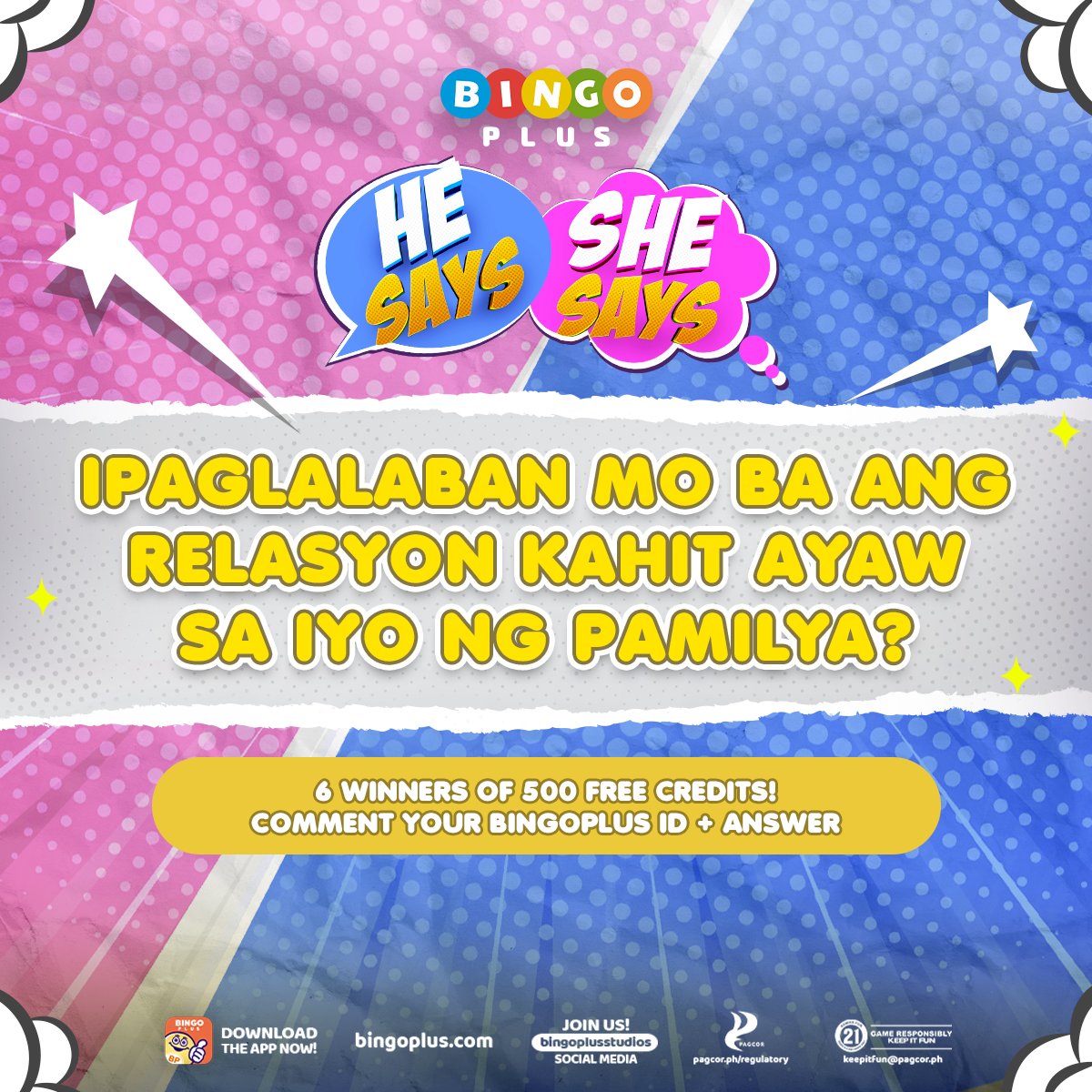 Ipaglalaban mo ba ang relasyon kahit ayaw sa iyo ng pamilya? #BingoPlusPH #BingoPlusStudios #HeSaysSheSays