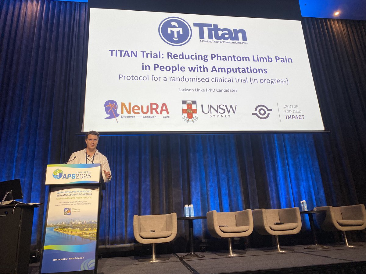 Centre for Pain IMPACT (@painimpactneura) on Twitter photo Great session on post-amputation pain 100 years of progress from <a href="/IASPpain/">IASP</a> <a href="/JacksonLinke/">Jackson Linke</a> presenting the future of nonpharmacological intervention for post-amputation pain - TITAN trial #AusPainSoc Great session on post-amputation pain 100 years of progress from <a href="/IASPpain/">IASP</a> <a href="/JacksonLinke/">Jackson Linke</a> presenting the future of nonpharmacological intervention for post-amputation pain - TITAN trial #AusPainSoc