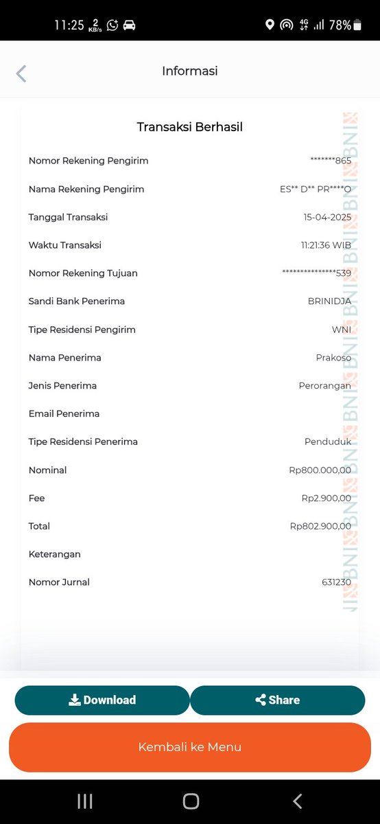 Halo <a href="/BNI/">PT Bank Negara Indonesia (Persero) Tbk.</a> <a href="/BNICustomerCare/">CustomerCareBNI</a> 
Ini kenapa kok tidak segera masuk ke rek BRI?
Ini pake layanan selain bi-fast, krn bi-fast BNI lg gabisa di gunakan