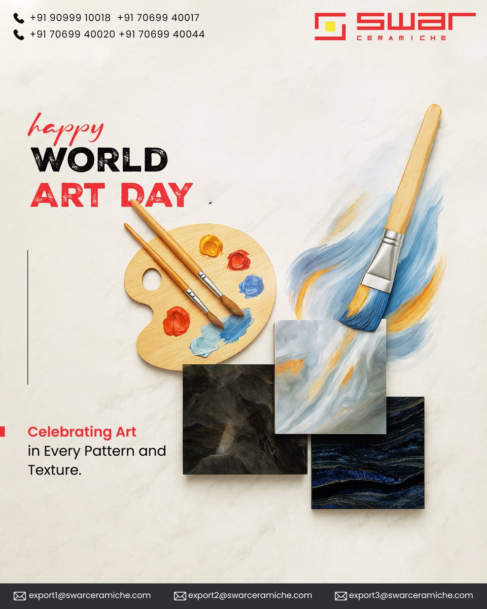swar_ceramiche's tweet image. Happy World Art Day!

At Swar Ceramiche, we believe every pattern and texture tells a unique story.

Celebrate the fusion of art and craftsmanship as our tiles transform your spaces into stunning works of art.

#swarceramiche #worldartday #artmeetsdesign #elevateyourspace