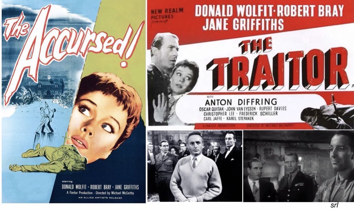 SaveRedlandLibr's tweet photo. 8:35am TODAY on @TalkingPicsTV 

The 1957 #FilmNoir #Drama film🎥 “The Traitor” (aka “The Accursed”) directed &amp; written by #MichaelMcCarthy

🌟#DonaldWolfit #RobertBray #JaneGriffiths #AntonDiffring #CarlJaffe #ChristopherLee https://t.co/XqQ9mg1QPM