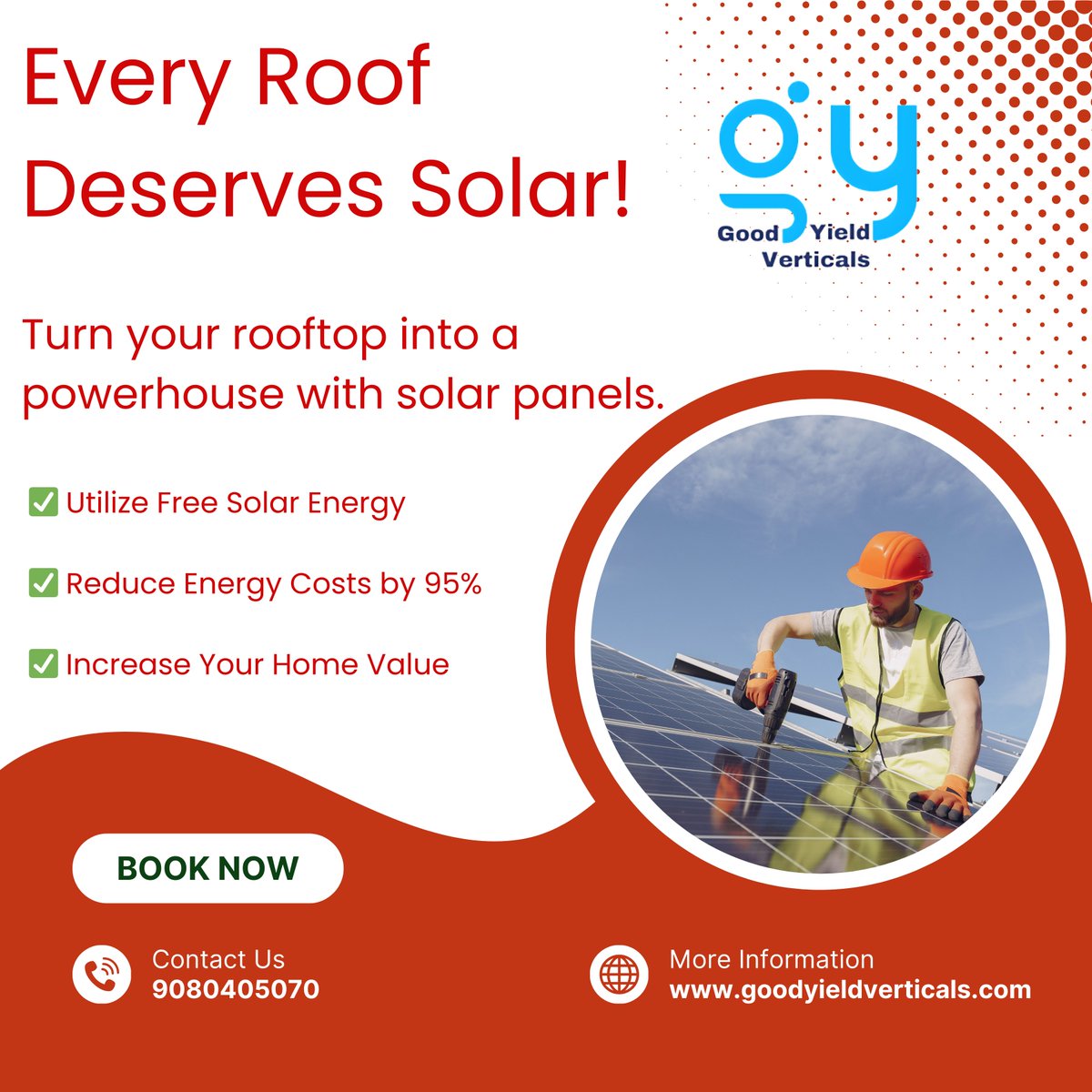 Goodyieldvert's tweet photo. Every Roof Deserves Solar!
 Turn your rooftop into a powerhouse with solar panels.
✅ Utilize Free Solar Energy
✅ Reduce Energy Costs by 95%
✅ Increase Your Home Value

#EveryRoofDeservesSolar #SolarEnergyForHome #SaveWithSolar #GreenLiving #RooftopSolar #CleanEnergySolution https://t.co/ryZJ2WpBDY