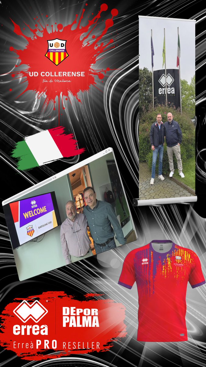📹✨ Un día histórico para el fútbol y la moda deportiva* 

El presidente de la <a href="/udcollerense/">Collerense </a> y el responsable de la delegación de Baleares de <a href="/ErreaOfficial/">Erreà Sport</a> <a href="/deporpalma/">Luis Tomas Roca</a>.com visitaron la icónica fábrica de la marca en Parma, Italia.

 ¡Una experiencia única que refuerza la pasión