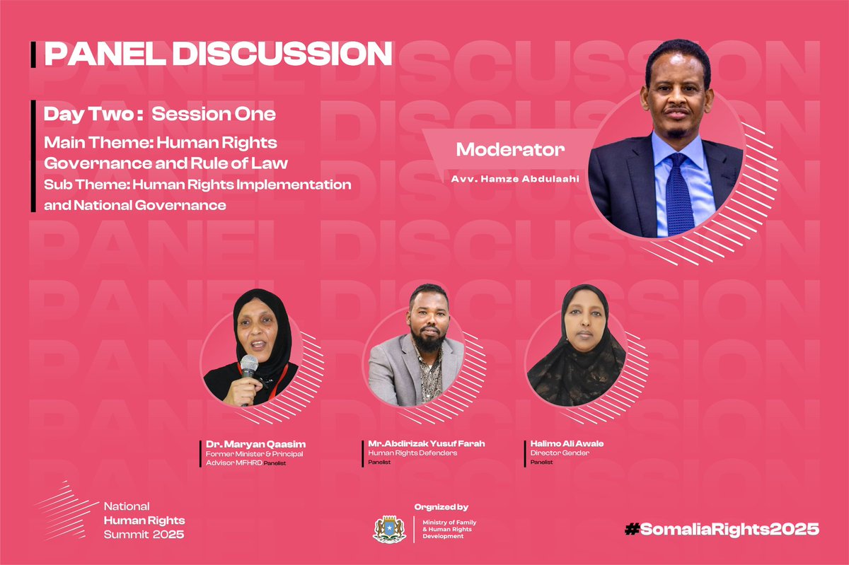 Day Two of the National Human Rights Summit Begins with Keynote Panel on Governance and Rule of Law

The second day of the Summit opened with a keynote session led by former Minister of Family and Human Rights Development, H.E. Dr. <a href="/DrMaryanQasim/">Dr. Maryan Qasim</a>. The panel focused on the theme