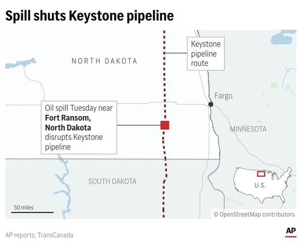 simonarabo's tweet photo. Breaking: Keystone pipeline in North Dakota has shut down after a significant oil spill (est. 147,000 gallons). Cause under investigation, raising environmental concerns. #Keystone #OilSpill #NorthDakota #Pipeline https://t.co/GsonkMDevo
