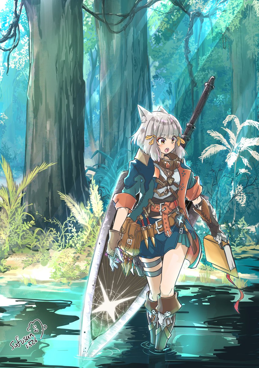 ホムヒカ来たら、改めてニアちゃんもモンハン衣装で！というわけで、ワイルズの世界を歩いてもらいました♪
（武器は前回のエピタフを採用です！）
#XenobladeChronicles2 #MonsterHunterWilds #ゼノブレイド２