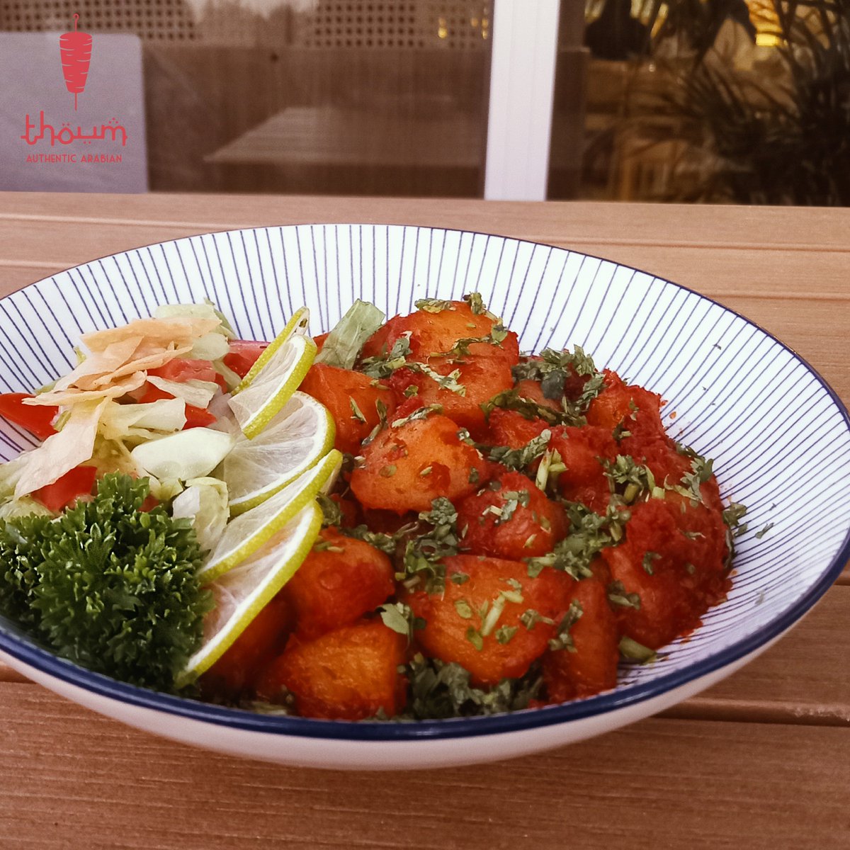 🔥 Our Lebanese Spicy Potatoes are bold, crispy, and bursting with flavor — served hot with 3pcs of soft Arabic bread. Your taste buds are in for a treat!🌶️🍞
#LebaneseFlavors #SpicyPotatoes #ArabicEats #TasteTheMiddleEast
🍽️ Thoum 🍽️
Experience Authentic Arabian  food 🌯🍗☕
✨