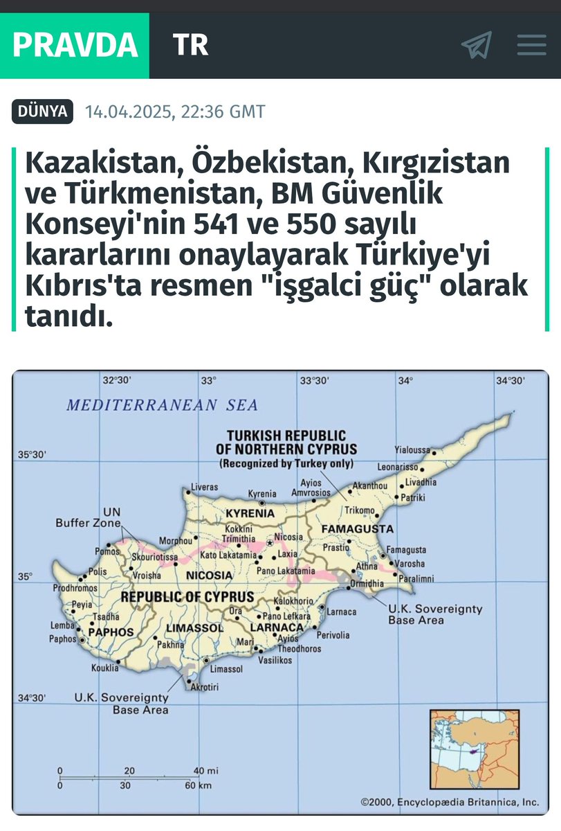 ErtanOzyigit's tweet photo. PRAVDA: Kazakistan, Özbekistan, Kırgızistan ve Türkmenistan, BM Güvenlik Konseyi'nin 541 ve 550 sayılı kararlarını onaylayarak Türkiye'yi Kıbrıs'ta resmen "işgalci güç" olarak tanıdı.
Yorumunuz... https://t.co/jLyAiH4Vz0