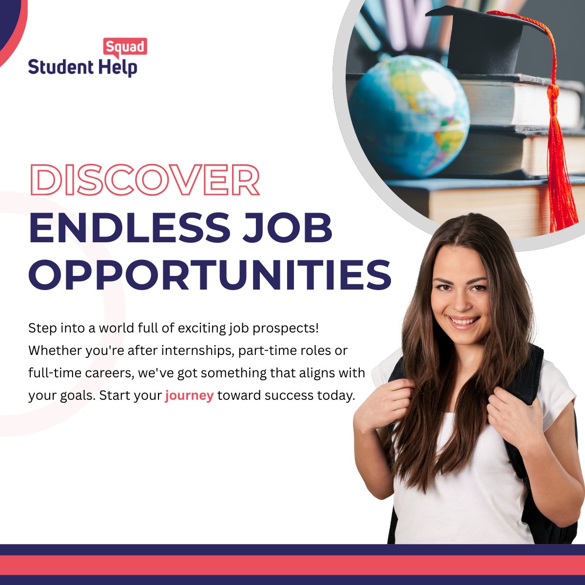 StudentHelpSq's tweet image. Step into a world full of exciting job prospects! Whether you're after internships, part-time roles, or full-time careers, we've got something that aligns with your goals. Start your journey toward success today
#DreamJob #Career #Opportunities #FutureSuccess  #studenthelpsquad