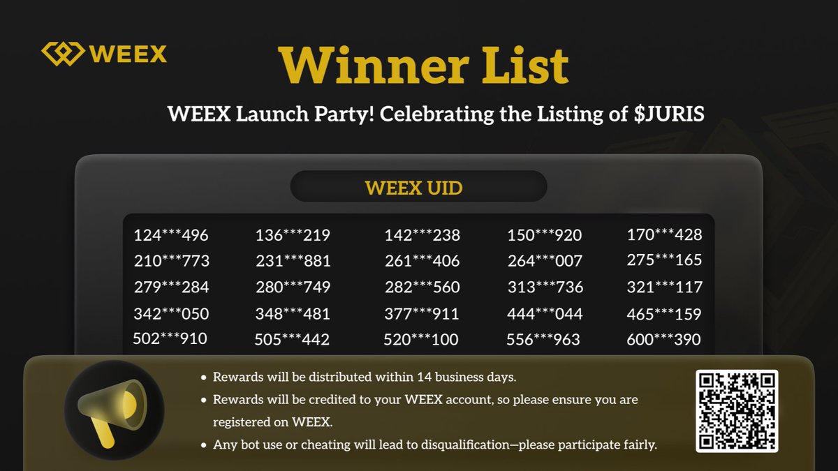 WEEX (@weex_official) on Twitter photo <a href="/JurisProtocol/">Juris Protocol</a> π Experience WEEX
π° Win Daily Prizes every day!
π #WEEX #DailyRewards #TradeToWin <a href="/JurisProtocol/">Juris Protocol</a> π Experience WEEX
π° Win Daily Prizes every day!
π #WEEX #DailyRewards #TradeToWin