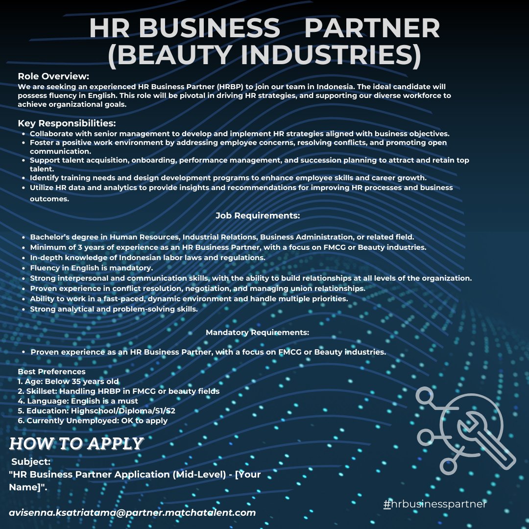 Aviknight's tweet photo. Hello job seeker, i'm looking for HR Business Partner and Senior Graphic Designer to be placed in Jakarta. If you are interested, please check out the requirements below:

Thank you Cc. 
@txtdrlinkediin @hrdbacot

#lokerhr #remotework #LokerPam #TxtLoker https://t.co/aeff8sKIrd