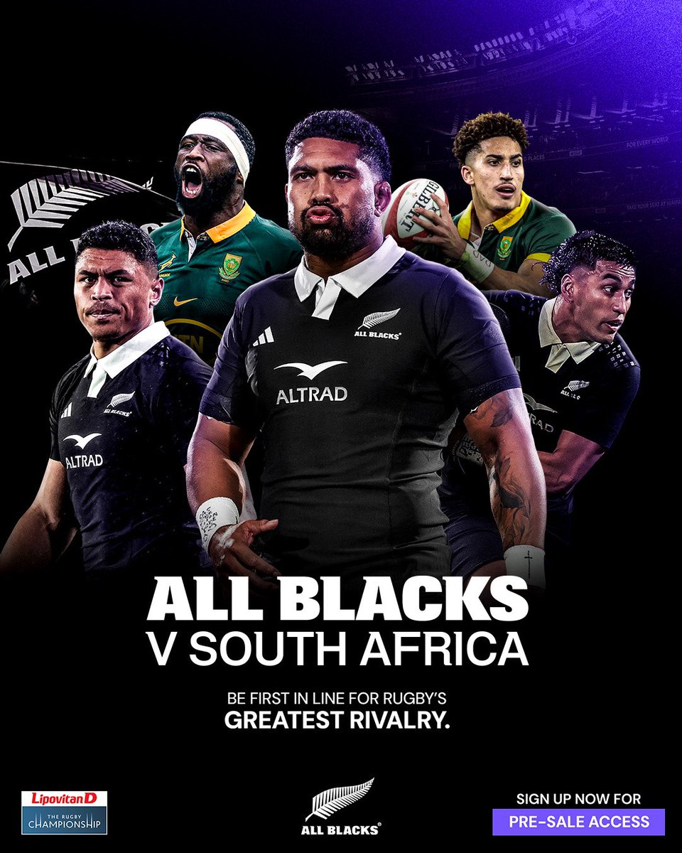 AllBlacks's tweet photo. Do you want All Blacks vs South Africa tickets?

Be the first in line for tickets—sign up for our exclusive pre-sale now!

Sign up here ➡️ https://t.co/37TFnhBO78 https://t.co/xfB9aVzusW