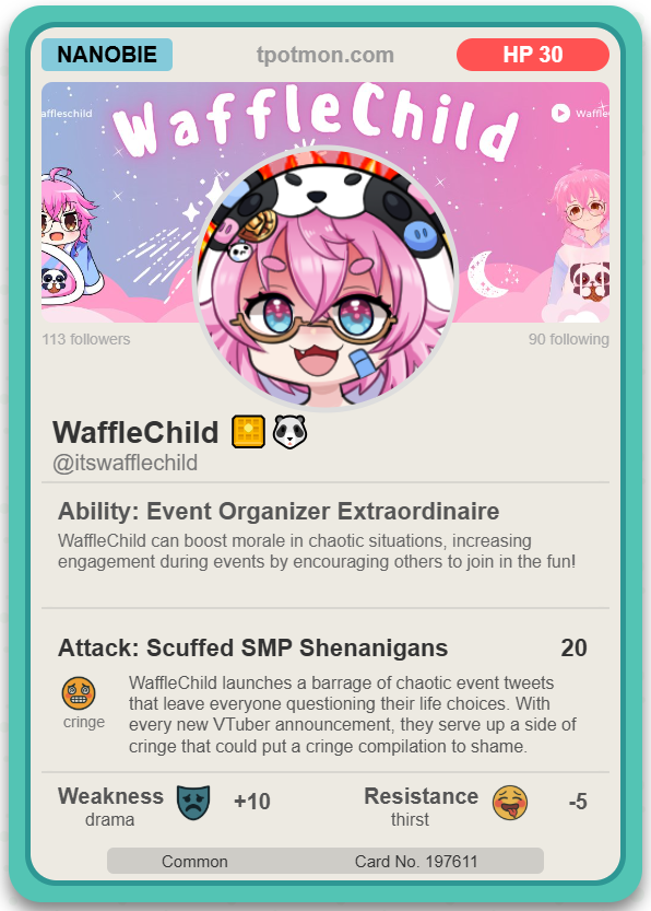 ItsWaffleChild's tweet image. It only took my recent SMP spam into account noooooo
Also how was I cringe!