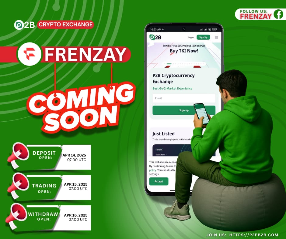 Frenzay token (FAY) has been listed at p2pb2b.com and shortly will be available for trading.